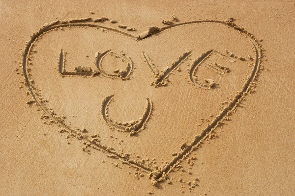 Love you on sandy beach — Stock Photo, Image