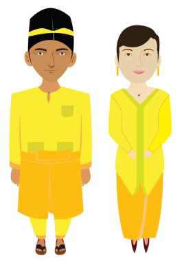 Malaysia Traditional Costume in Vector clipart