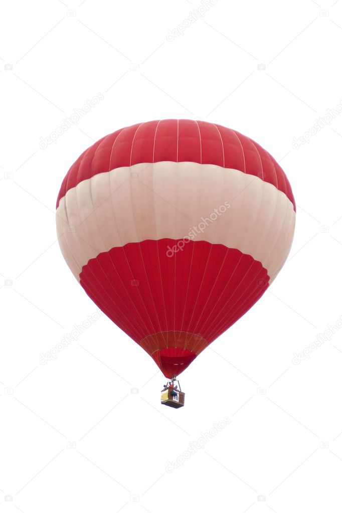 Hot air balloons float in the air