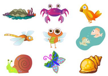 Assorted Cute Animal Illustration in Vec clipart