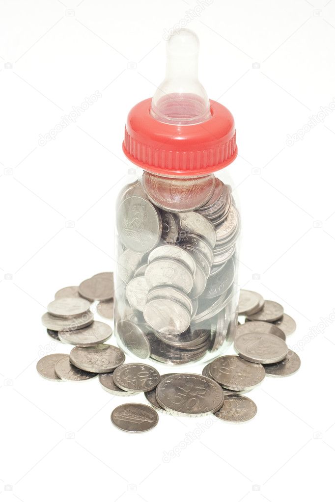 Malaysia Coins in Baby Bottle