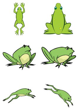 Assorted Cute Frog Illustration in Vector clipart