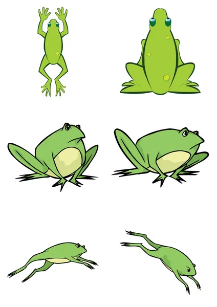 Çeşitli sevimli kurbağa illüstrasyon vektör — Stok Vektör