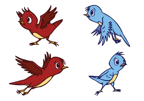 Rozmanité roztomilý ptáček ilustrace ve vektoru — Stockový vektor