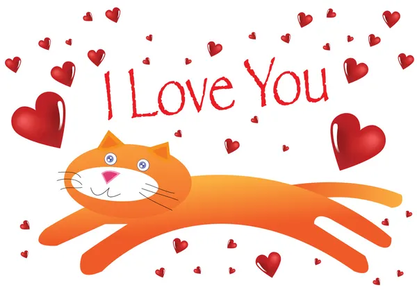 Kot kocham cię ilustracja w wektor — Wektor stockowy