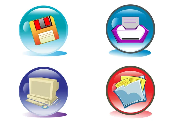 stock vector Office Equipment and Computer Button Illustration in Vector