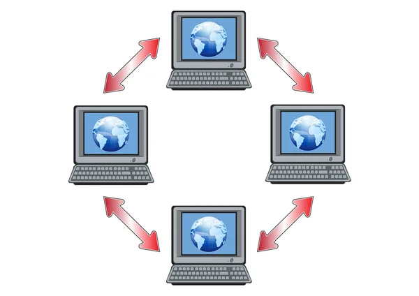 Global computer netwerk illustratie in vector — Stockvector