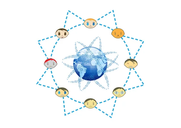 Global Friends Network Concept Illustration in Vector — Stock Vector