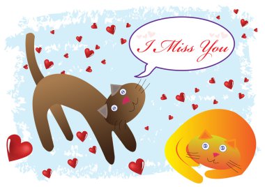 Cat I Miss You Illustration in Vector clipart