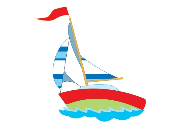 Cute Yacht per bambini in illustrazione vettoriale — Vettoriale Stock