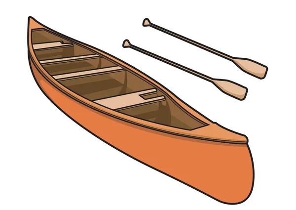 Canoe with Paddle in Vector Illustration — Stock Vector