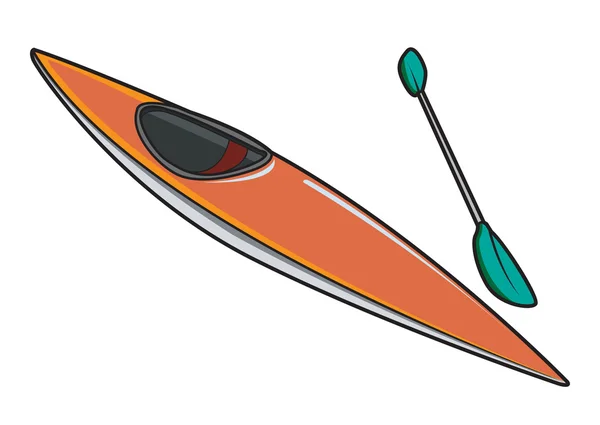 Kayak o canoa con remo en ilustración vectorial — Vector de stock