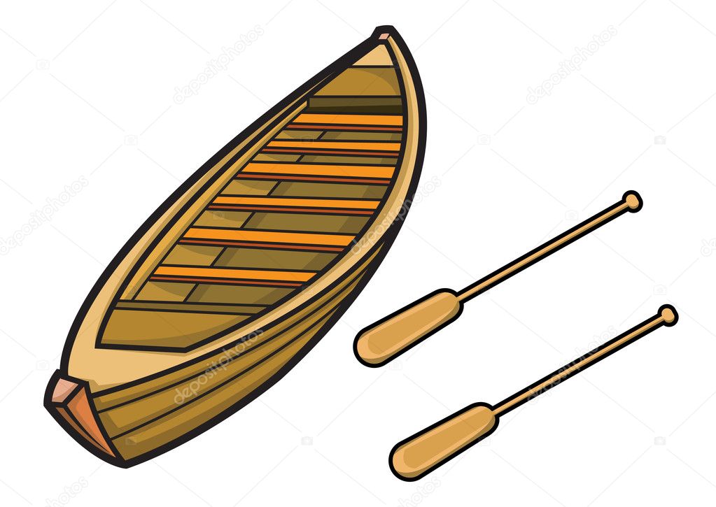 Boat with Paddle in Vector Illustration — Stock Vector ...