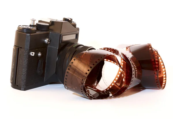 Régi fényképezőgépek és film — Stock Fotó