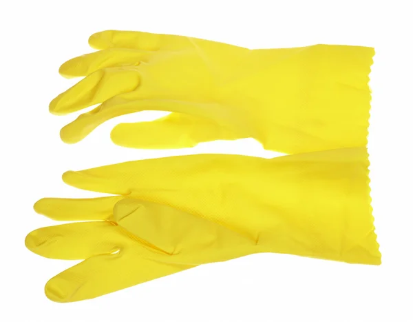 Žluté gumové rukavice — Stock fotografie