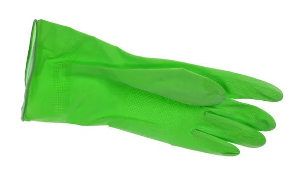 Зеленые резиновые перчатки — стоковое фото