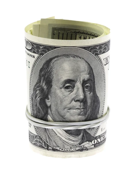 Peníze rolka s námi dolarů — Stock fotografie
