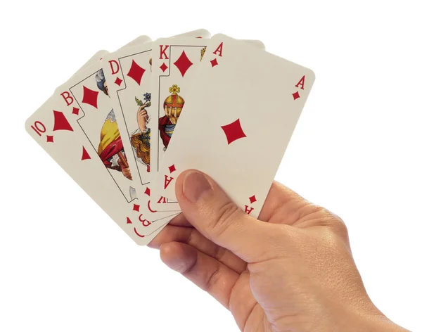 Hraní karet v ruce — Stock fotografie