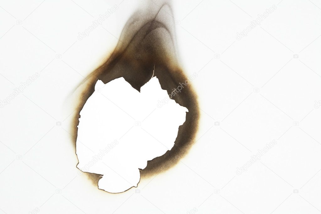 Burnt paper hole