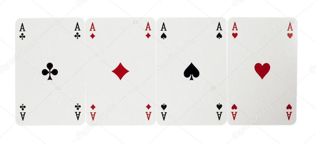 Four aces of playing cards