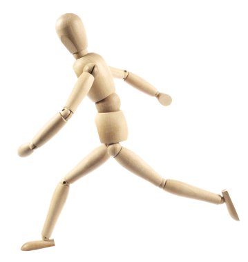 Wooden mannequin running clipart