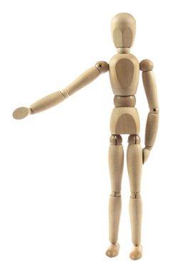 Wooden artist dummy model against clipart