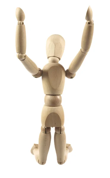 A wooden mannequin work out — Stock Photo, Image