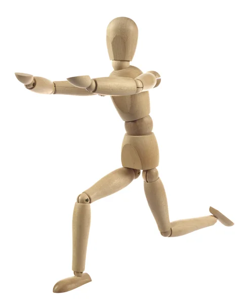 A wooden mannequin work out — Stock Photo, Image