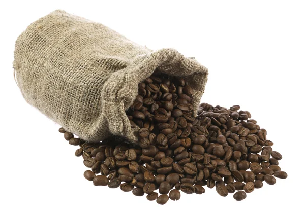 Kawa w płótnie worek — Zdjęcie stockowe