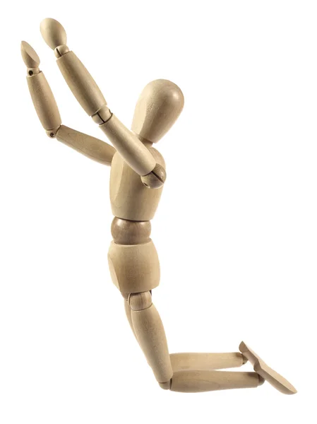 A wooden mannequin work out Stock Picture