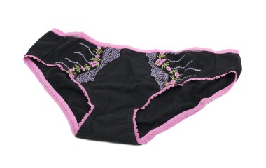 Flowered black knickers, isolated clipart