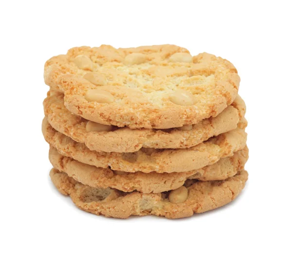 Pile of cookies with nuts, isolated — Stock Photo, Image