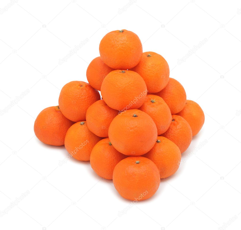 Pile of fresh tangerines, isolated
