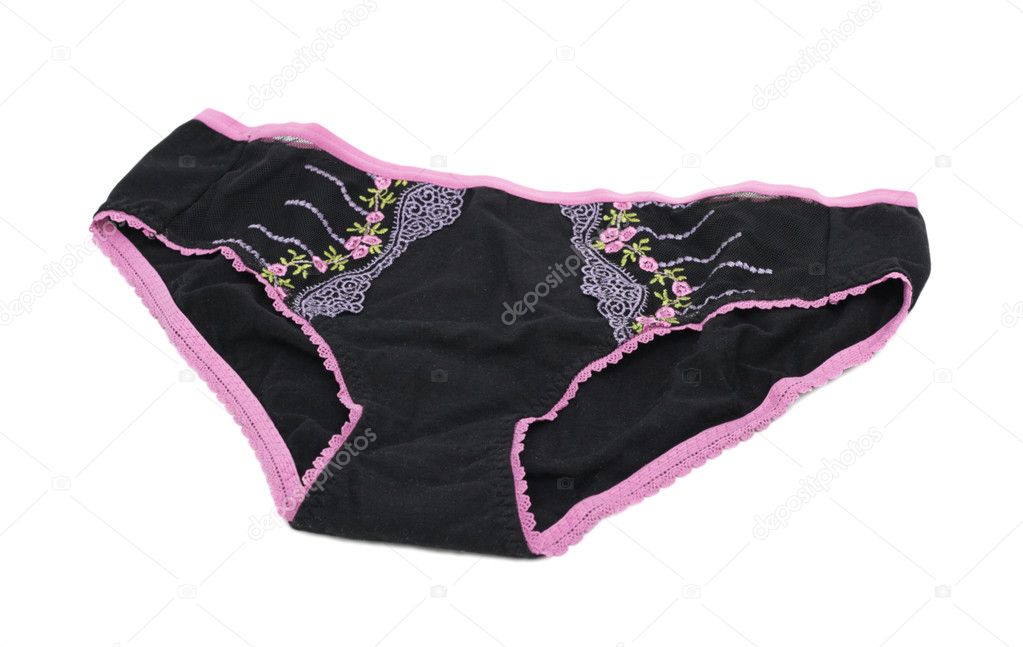 Flowered black knickers, isolated