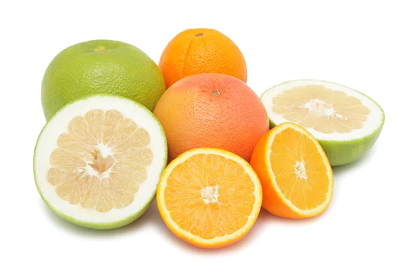 Grupp av citrusfrukter, isolerade Stockfoto