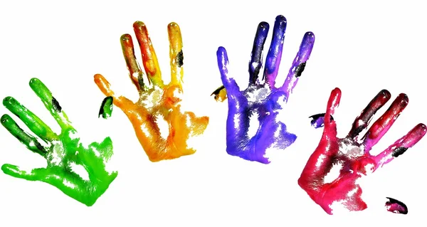 Coloured handprints — Stock Photo, Image