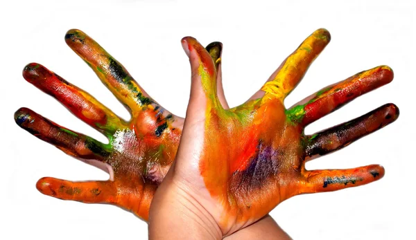 Mãos pintura — Fotografia de Stock