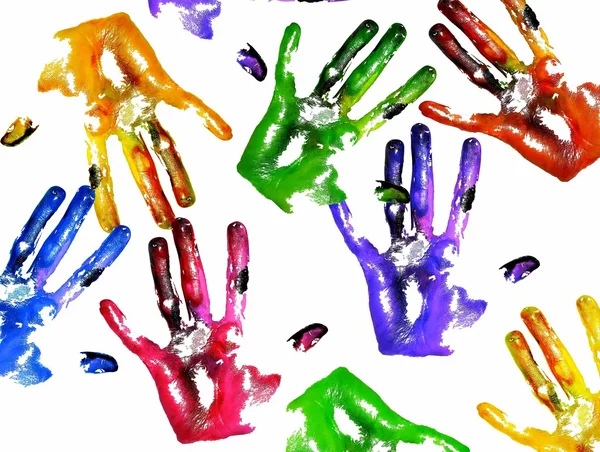 Impronte colorate delle mani — Foto Stock