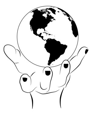 Hand holding Earth clipart