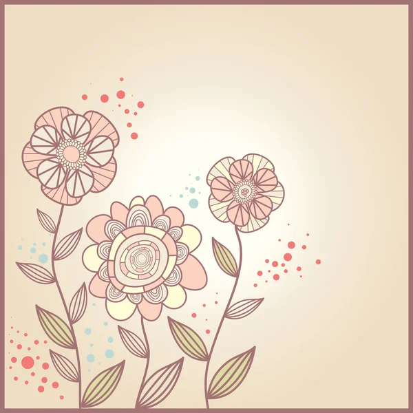 Cartão bonito com flores — Vetor de Stock