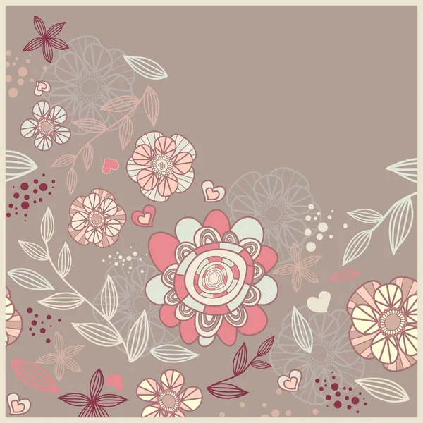 Cartão bonito com flores — Vetor de Stock