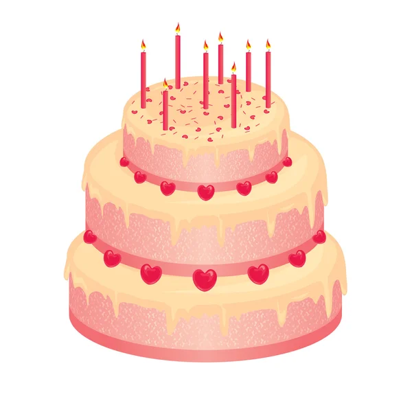Солодкий рожевий весільний торт — стоковий вектор