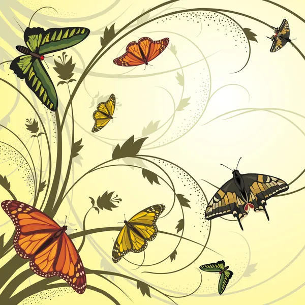 Karta z latające motyle — Wektor stockowy