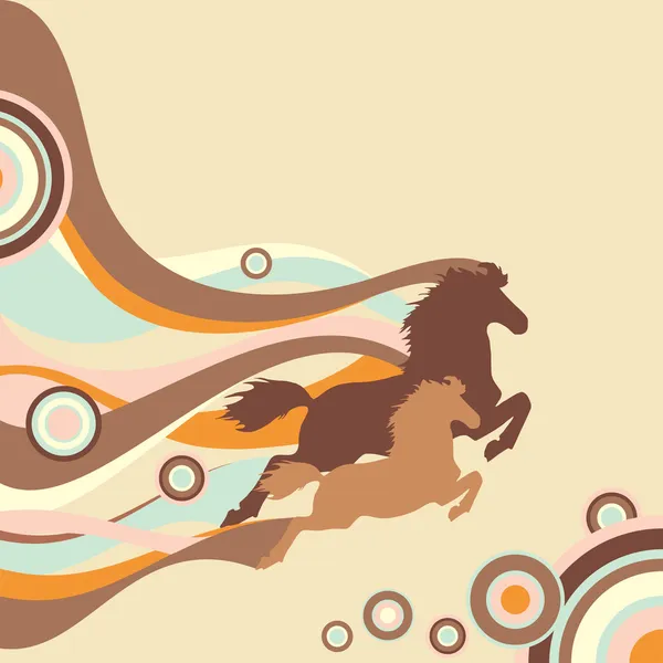 Retro-Hintergrund mit Pferden — Stockvektor