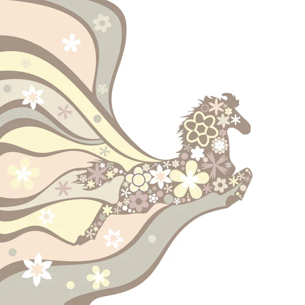 Hintergrund mit floralem Pferd — Stockvektor