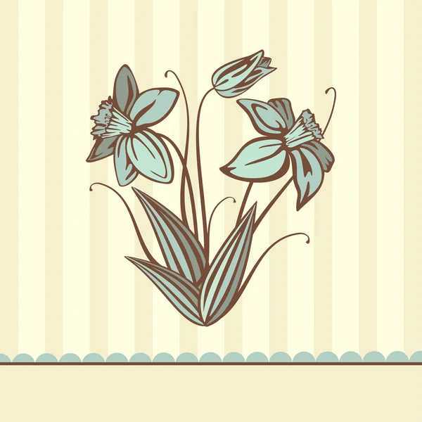Carte fleur rétro — Image vectorielle