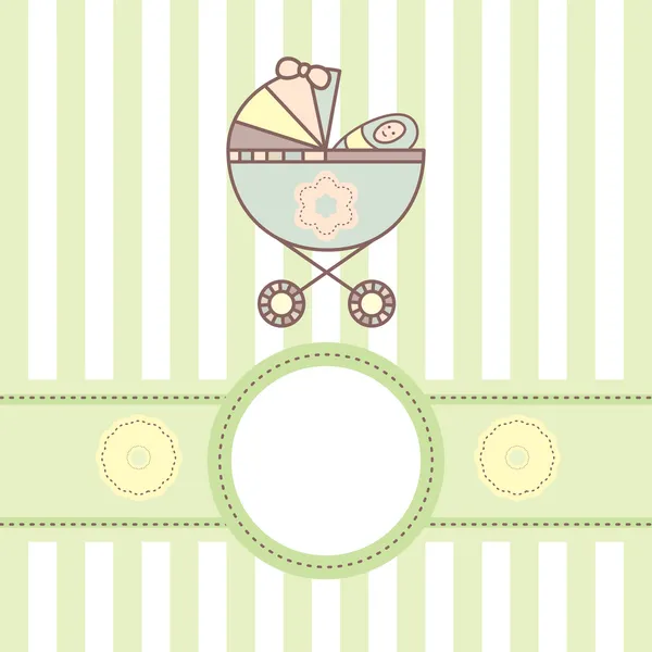 Tarjeta de bebé con cuna — Vector de stock