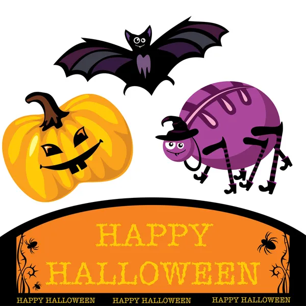 Saludo tarjeta de Halloween lindo — Vector de stock