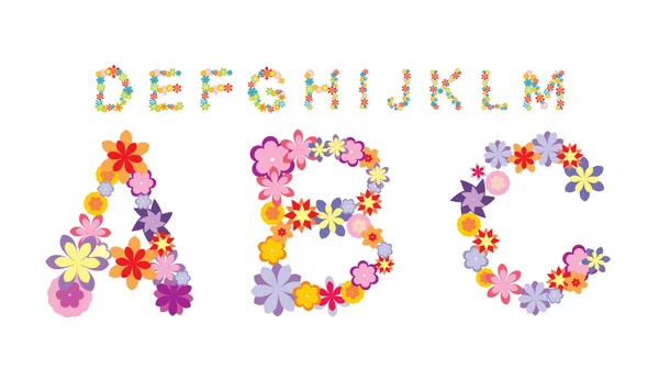 Alphabet réalisé par des fleurs — Image vectorielle