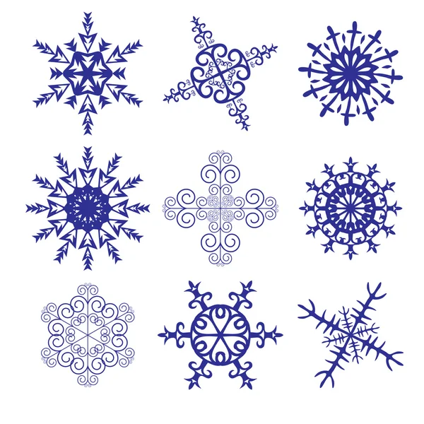Conjunto de diferentes flocos de neve — Vetor de Stock
